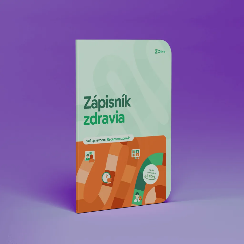 The Zhiva workbook “Zápisník zdravia” (health notebook), subtitled “Váš sprievodca Receptom zdravia” (your guide to the Recipe for Health)