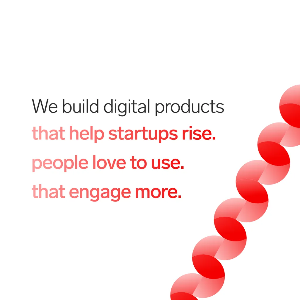 A Sudolabs brand message: “We build digital products that help startups rise, people love to use, that engage more”