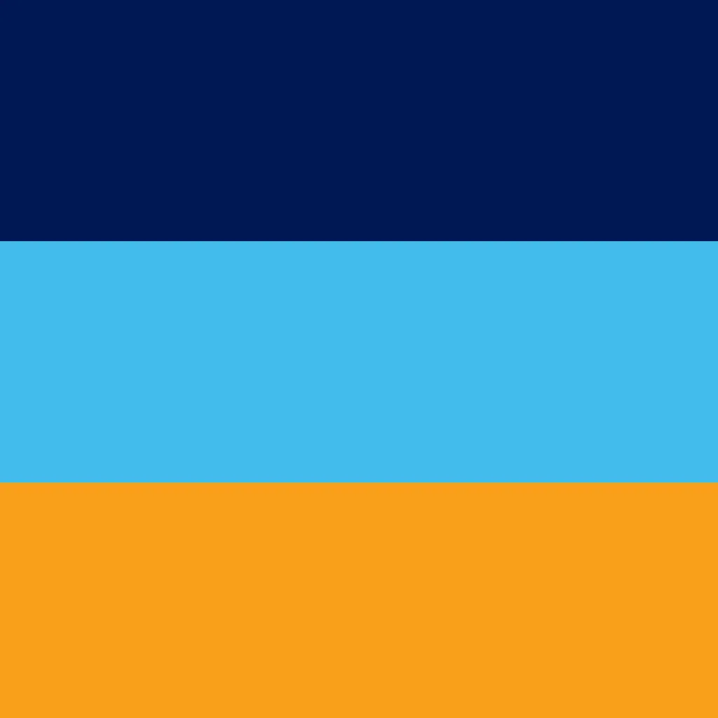 The Innovate Slovakia palette: navy, sky blue and orange in three horizontal bands