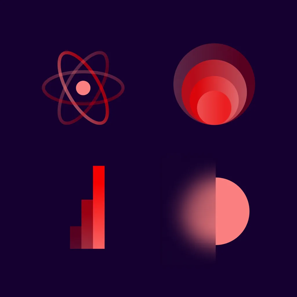 Sudolabs icons in red gradients on dark purple