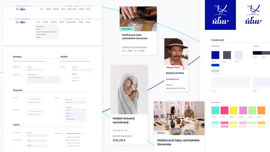 The ÚĽUV UI kit: components, colours and product cards